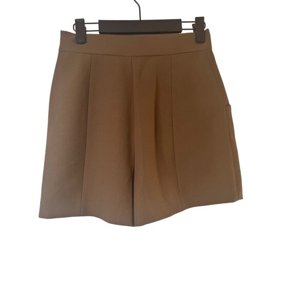 NWT ZARA XS Nutmeg Brown High Waisted Shorts Side Pockets - Picture 6 of 12